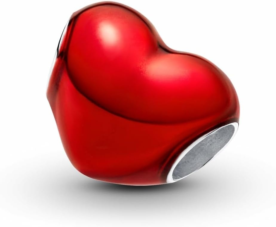 image:imagePANDORA Moments Metallic Red Heart Charm Sterling Silver Charm with Enamel Jewelry for Women Includes Gift Box