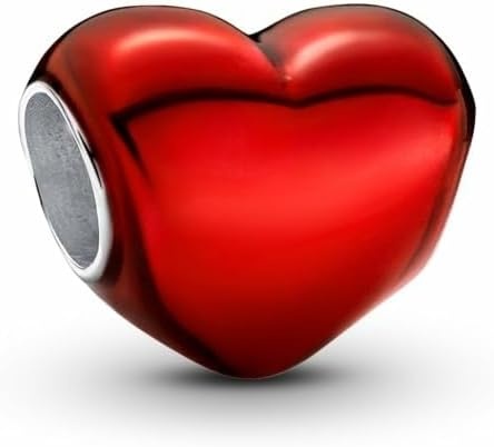 image:imagePANDORA Moments Metallic Red Heart Charm Sterling Silver Charm with Enamel Jewelry for Women Includes Gift Box