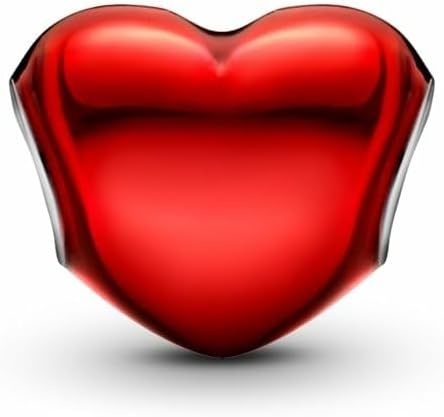 image:imagePANDORA Moments Metallic Red Heart Charm Sterling Silver Charm with Enamel Jewelry for Women Includes Gift Box