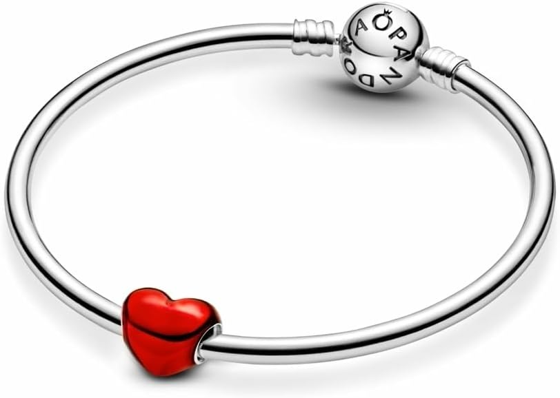 image:imagePANDORA Moments Metallic Red Heart Charm Sterling Silver Charm with Enamel Jewelry for Women Includes Gift Box