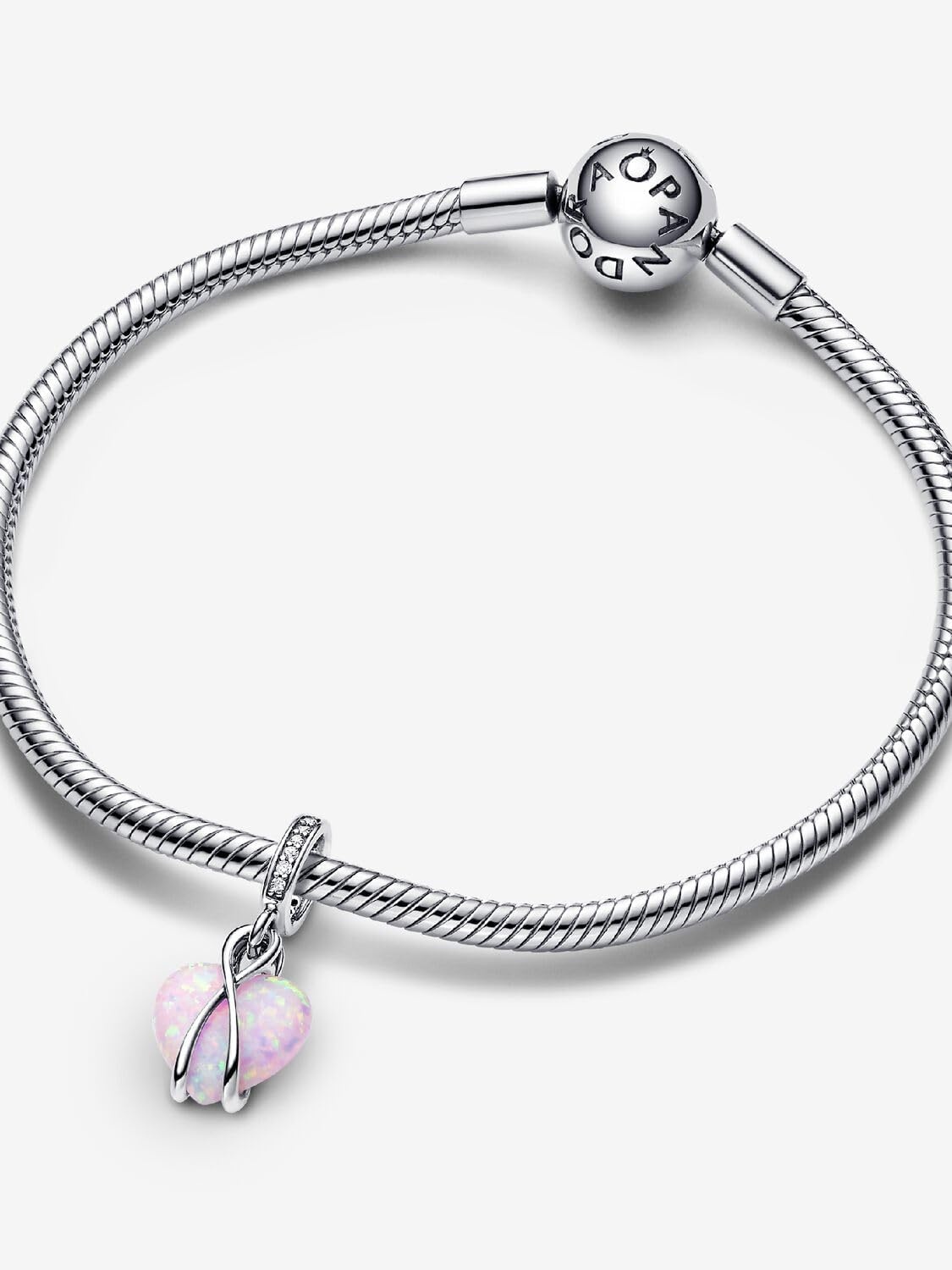 image:imagePANDORA Moments Mom Opalescent Heart Dangle Charm Sterling Silver Charm with LabCreated Opal amp Cubic Zirconia Jewelry for Women Includes Gift Box