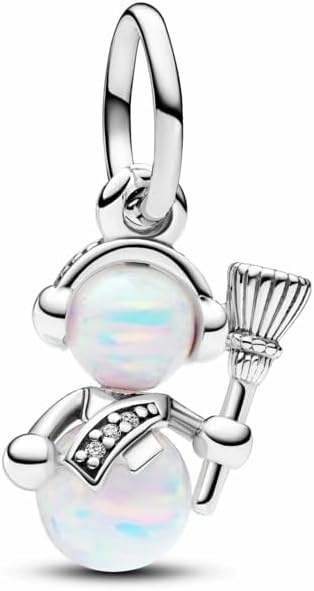 image:imagePANDORA Moments Opalescent Snowman Dangle Charm Sterling Silver Charm with ManMade Opal Jewelry for Women Includes Gift Box