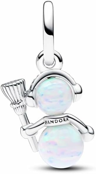 image:imagePANDORA Moments Opalescent Snowman Dangle Charm Sterling Silver Charm with ManMade Opal Jewelry for Women Includes Gift Box