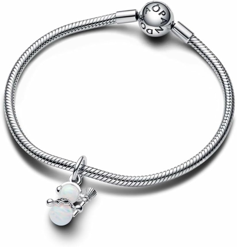 image:imagePANDORA Moments Opalescent Snowman Dangle Charm Sterling Silver Charm with ManMade Opal Jewelry for Women Includes Gift Box