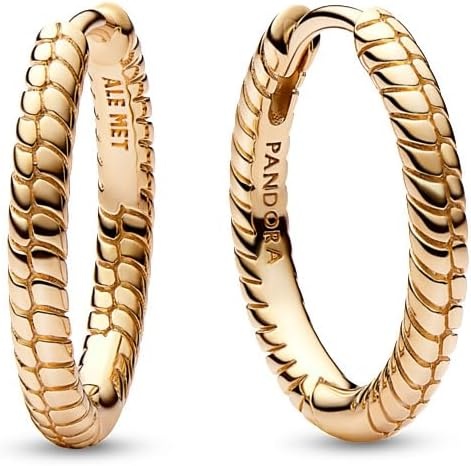 image:imagePANDORA Moments Small Charm Hoop Earrings Compatible with PANDORA Moments Charms Gift for Her 14k Gold Plated Snake Chain Charm Earrings for Women With Gift Box 18 mm