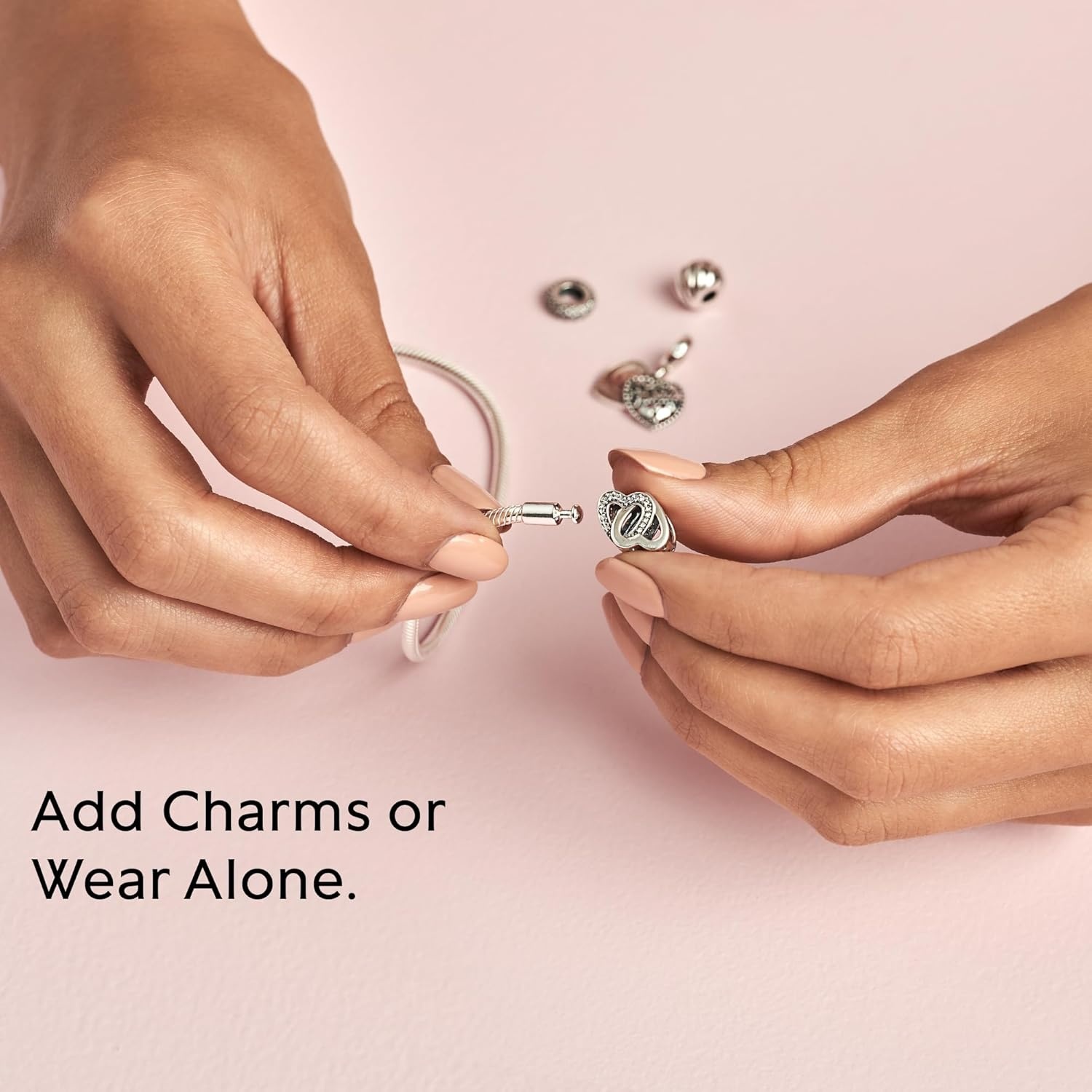 image:imagePANDORA Moments Snake Chain Bracelet HandFinished Charm Bracelet Jewelry for Her with Gift Box Compatible Moments Charms Sterling Silver83 Inches
