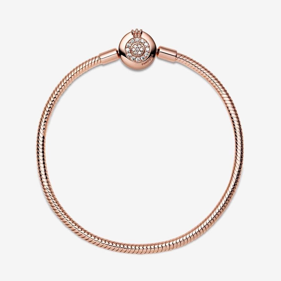image:imagePANDORA Moments Sparkling Crown O Pav Clasp Snake Chain Bracelet Gift for Her With Gift Box67 Inches