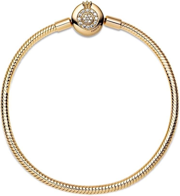 image:imagePANDORA Moments Sparkling Crown O Pav Clasp Snake Chain Bracelet Gift for Her With Gift Box67 Inches