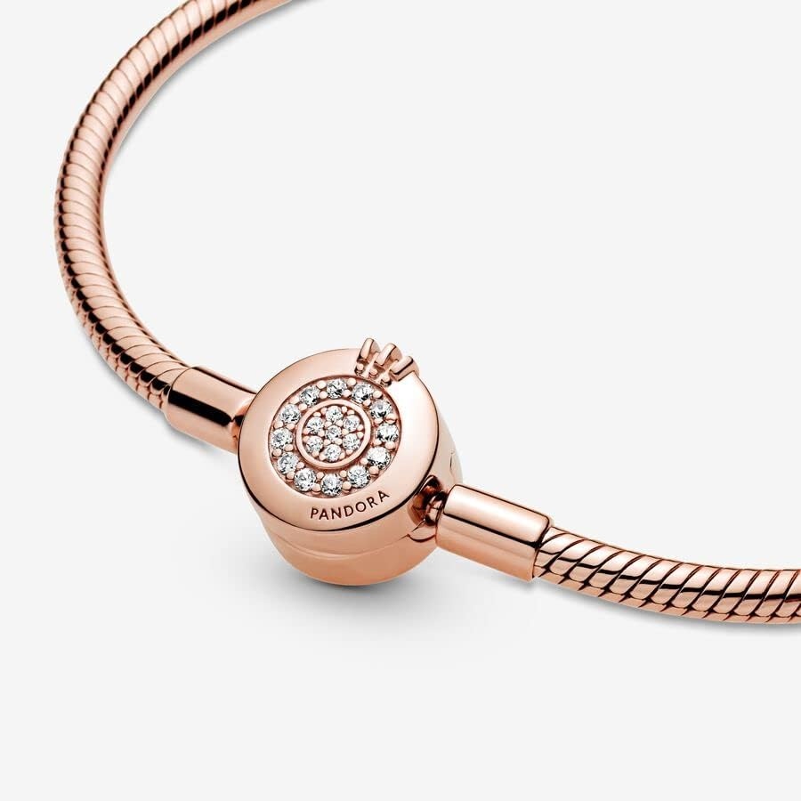 image:imagePANDORA Moments Sparkling Crown O Pav Clasp Snake Chain Bracelet Gift for Her With Gift Box71 Inches