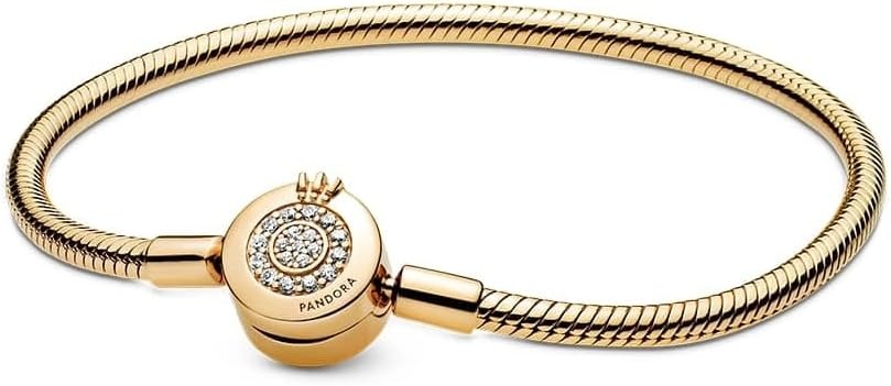 image:imagePANDORA Moments Sparkling Crown O Pav Clasp Snake Chain Bracelet Gift for Her With Gift Box75 Inches