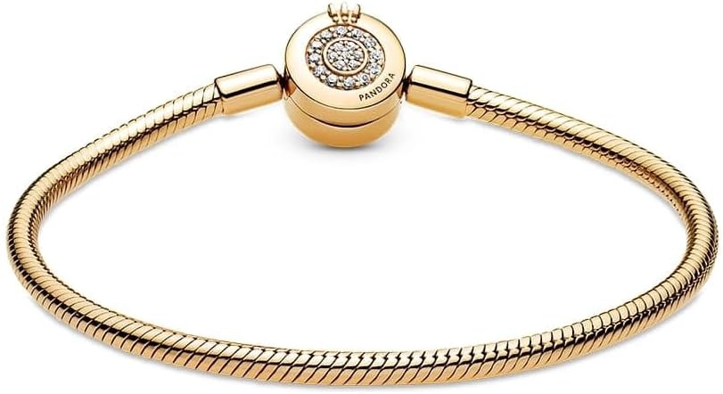 image:imagePANDORA Moments Sparkling Crown O Pav Clasp Snake Chain Bracelet Gift for Her With Gift Box75 Inches