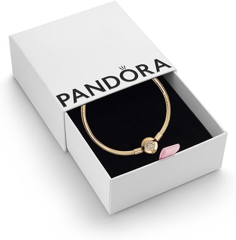 image:imagePANDORA Moments Sparkling Crown O Pav Clasp Snake Chain Bracelet Gift for Her With Gift Box79 Inches