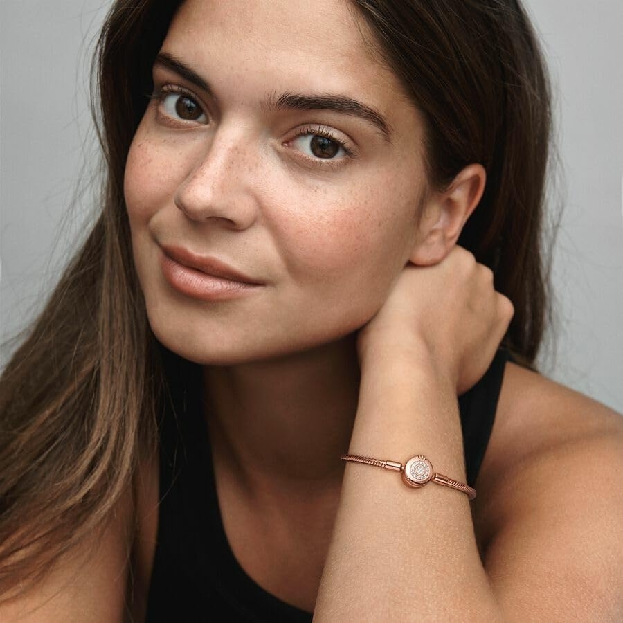 image:imagePANDORA Moments Sparkling Crown O Pav Clasp Snake Chain Bracelet Gift for Her With Gift Box79 Inches