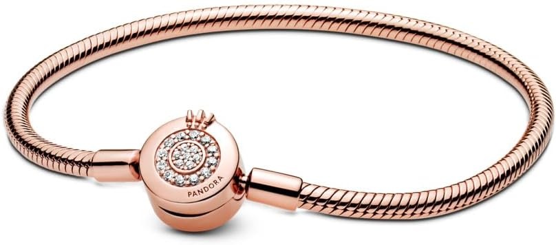 image:imagePANDORA Moments Sparkling Crown O Pav Clasp Snake Chain Bracelet Gift for Her With Gift Box83 Inches