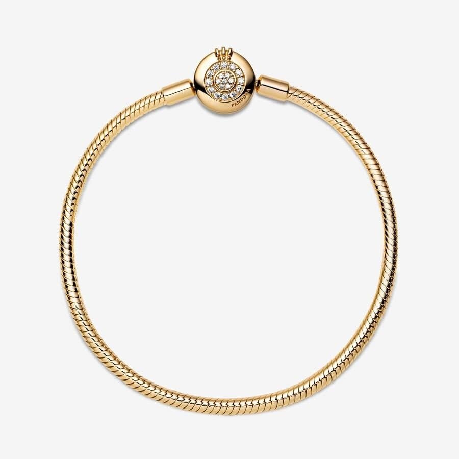 image:imagePANDORA Moments Sparkling Crown O Pav Clasp Snake Chain Bracelet Gift for Her With Gift Box91 Inches