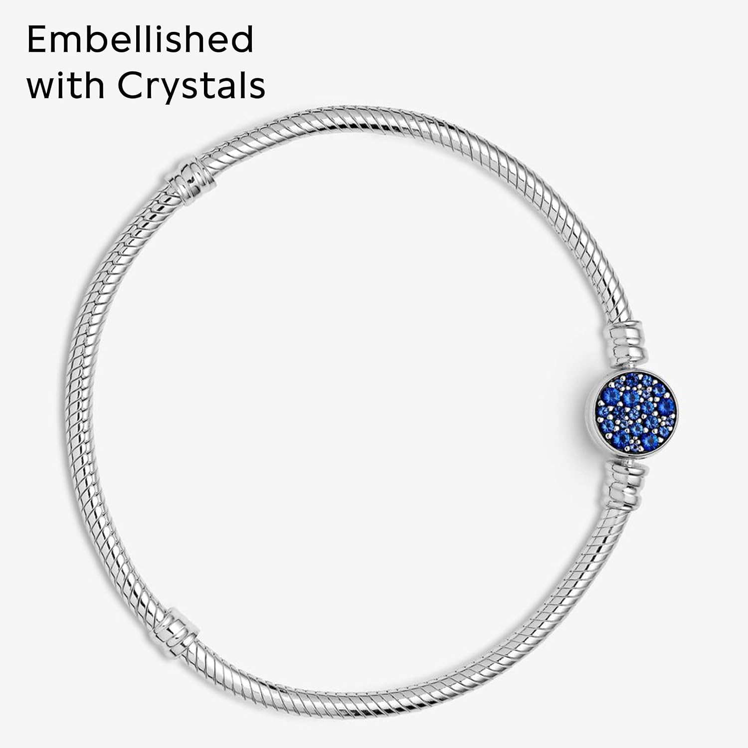 image:imagePANDORA Moments Sparkling Disc Clasp Snake Chain Bracelet Sterling Silver Bracelet with ManMade Crystals Jewelry for Women Includes Gift Box170 Centimeters