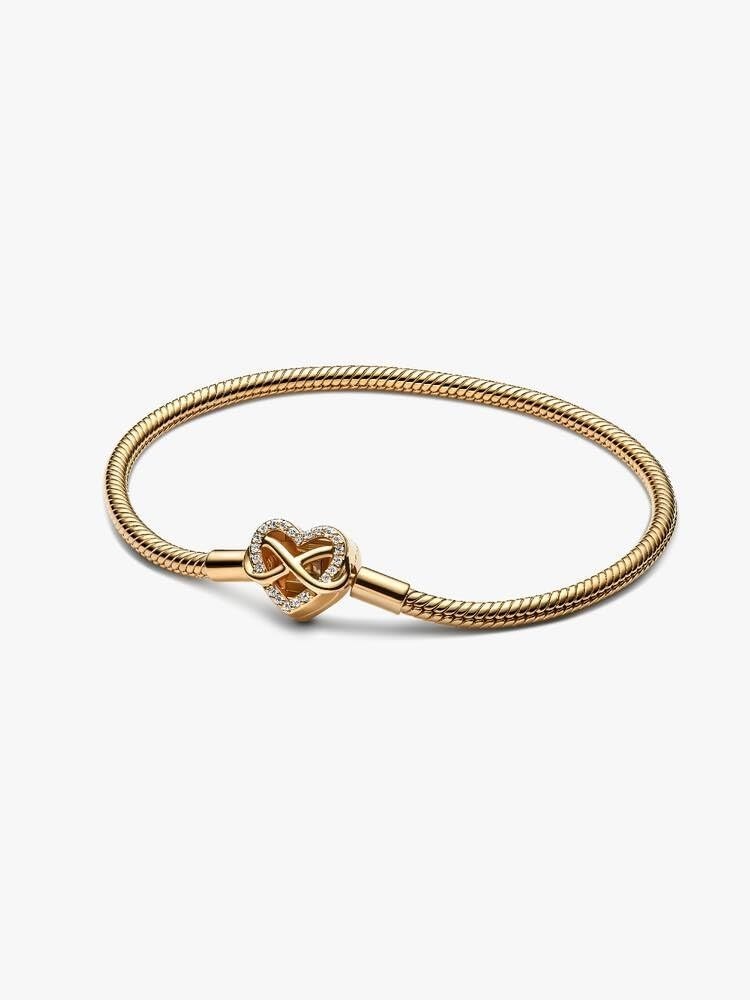 image:imagePANDORA Moments Sparkling Infinity Heart Clasp Snake Chain Bracelet With Gift BoxGold
