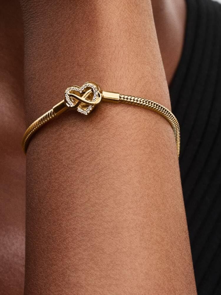 image:imagePANDORA Moments Sparkling Infinity Heart Clasp Snake Chain Bracelet With Gift BoxGold
