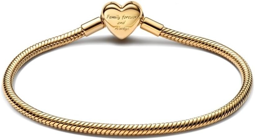 image:imagePANDORA Moments Sparkling Infinity Heart Clasp Snake Chain Bracelet With Gift BoxGold