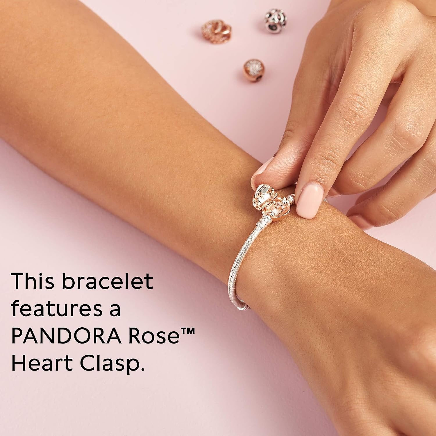image:imagePANDORA Moments Sparkling Infinity Heart Clasp Snake Chain Bracelet With Gift BoxSilver