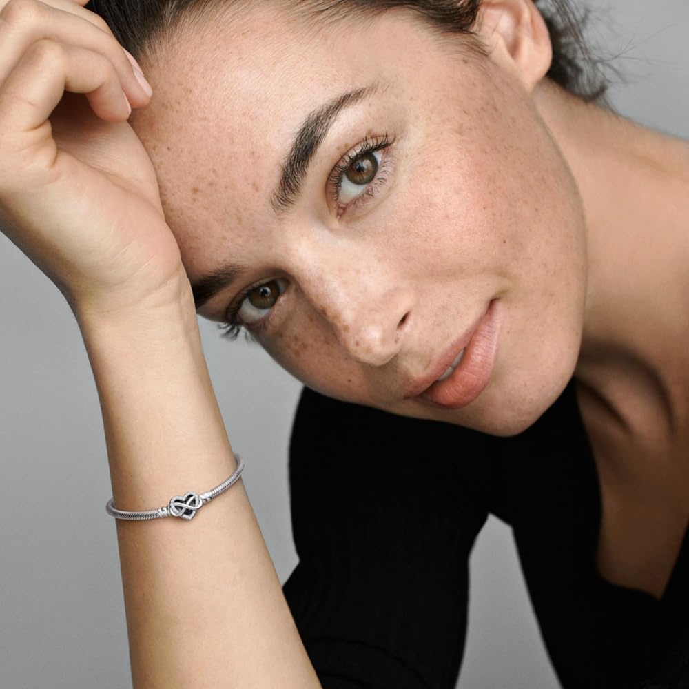 image:imagePANDORA Moments Sparkling Infinity Heart Clasp Snake Chain Bracelet With Gift BoxSilver