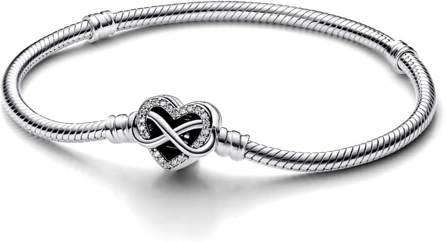 image:imagePANDORA Moments Sparkling Infinity Heart Clasp Snake Chain Bracelet With Gift BoxSilver