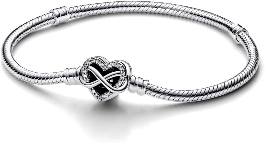 image:imagePANDORA Moments Sparkling Infinity Heart Clasp Snake Chain Bracelet With Gift BoxSilver