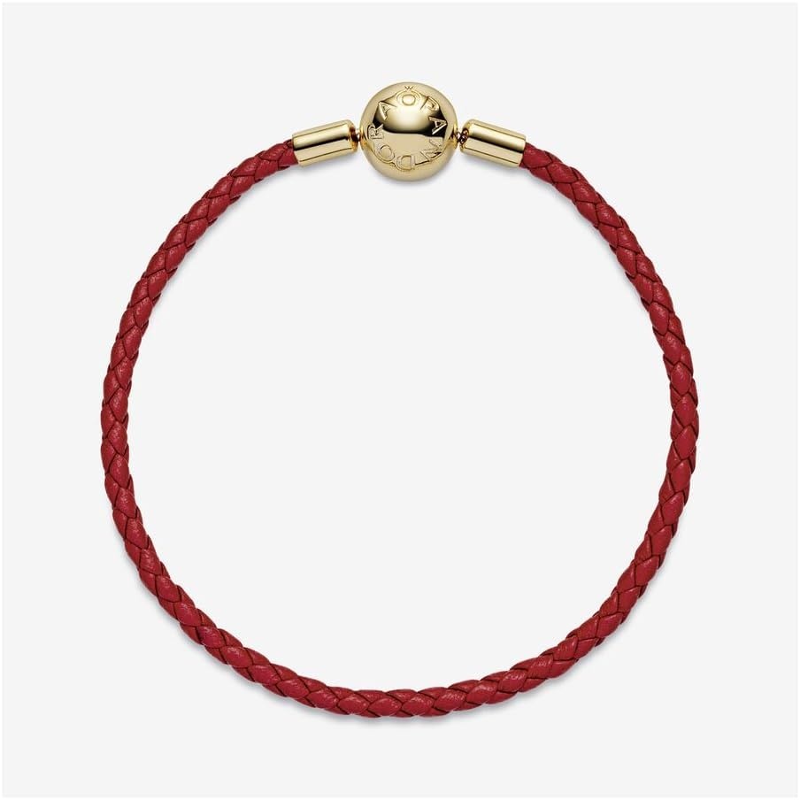 image:imagePANDORA Moments Woven Leather Bracelet with Gold Clasp Gift for Her Shine With Gift Box69 Inches