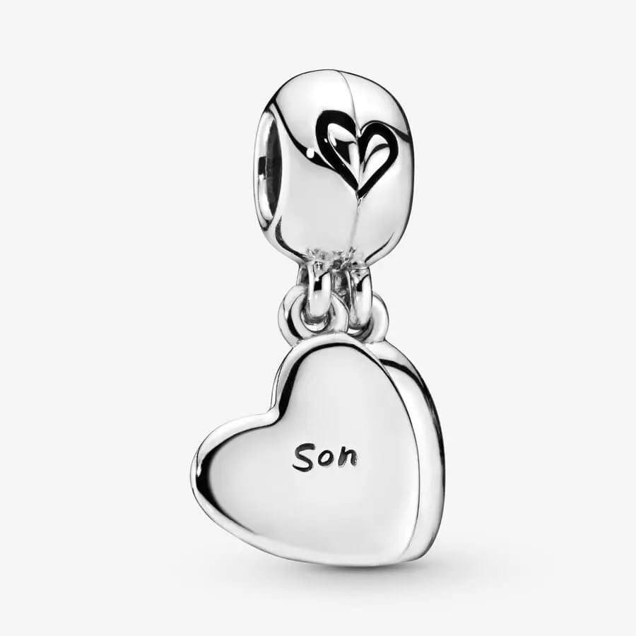 image:imagePANDORA Mother amp Son Heart Split Dangle Charm Gift for Her Compatible with PANDORA Moments Sterling Silver with Enamel With Gift Box