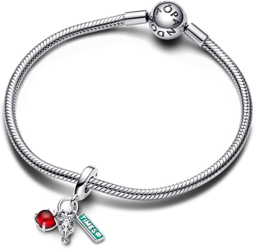 image:imagePANDORA NYC Apple Torch amp Street Sign Triple Dangle Charm Compatible Moments Gift for Her Sterling Silver with Murano Glass amp Enamel With Gift Box