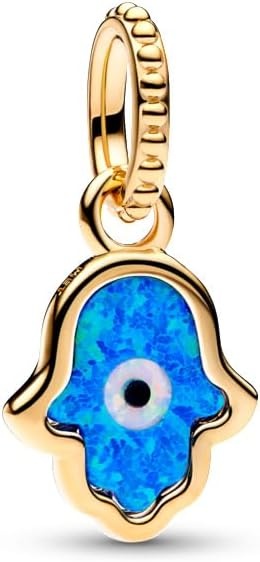 image:imagePANDORA Opalescent Blue Hamsa Hand Dangle Charm Compatible with PANDORA Moments amp ME Gift for Her Stunning Womens Jewelry 14k Gold with Blue Opal With Gift Box