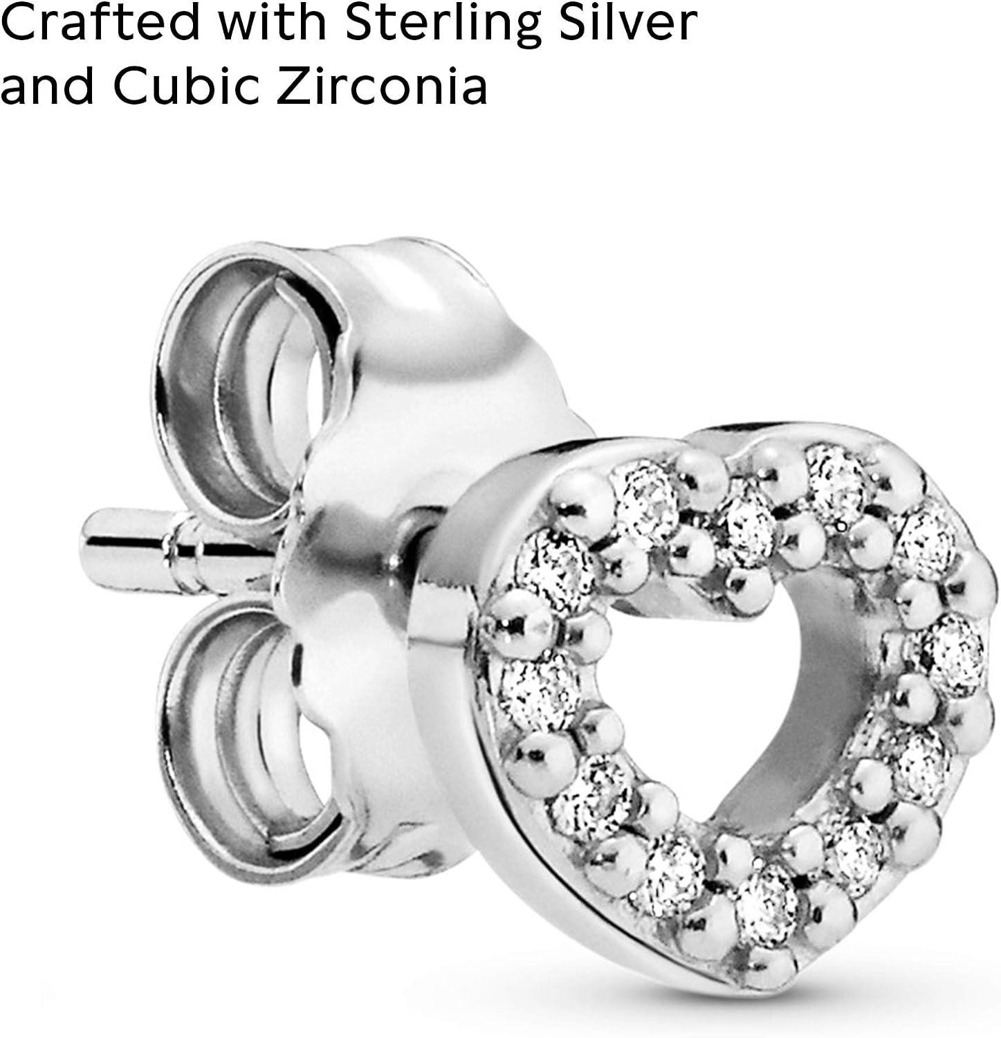 image:imagePANDORA Open Heart Stud Earrings Gift for Her Sterling Silver with Cubic Zirconia With Gift Box