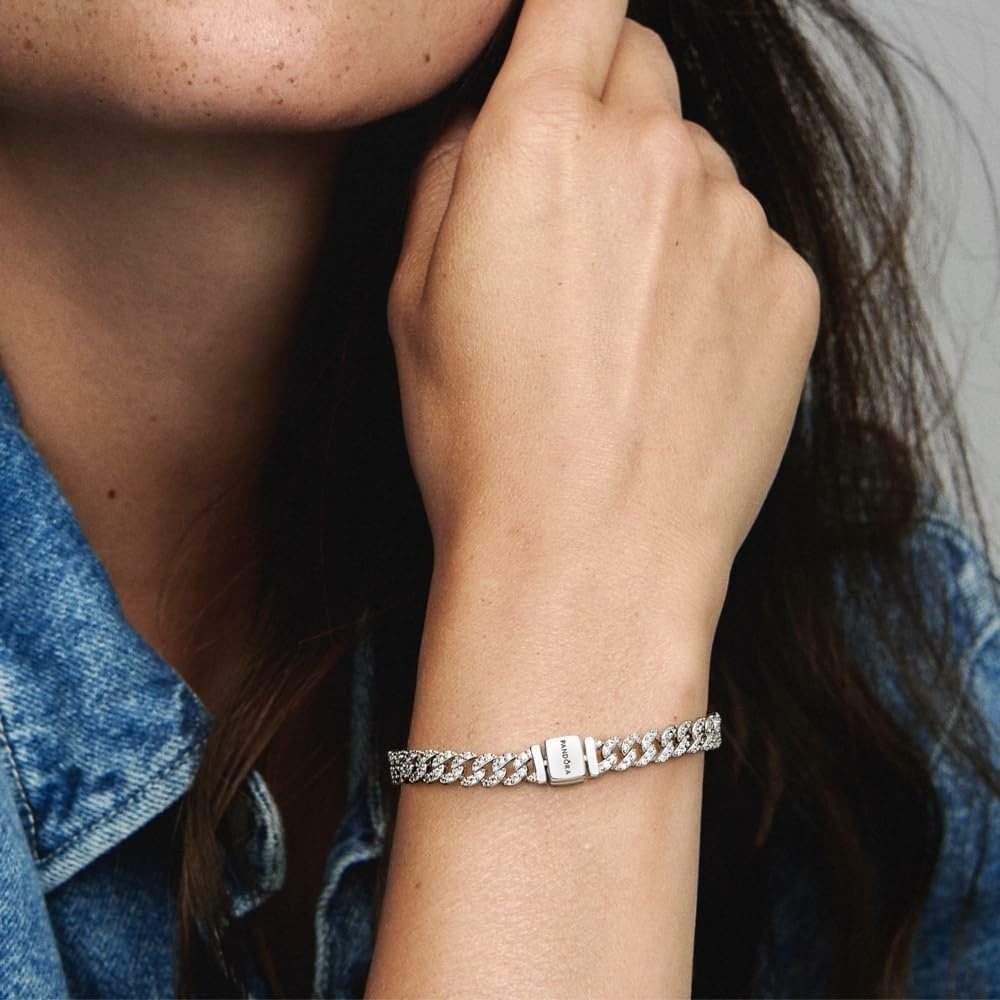 image:imagePANDORA Pav Cuban Chain BraceletClear