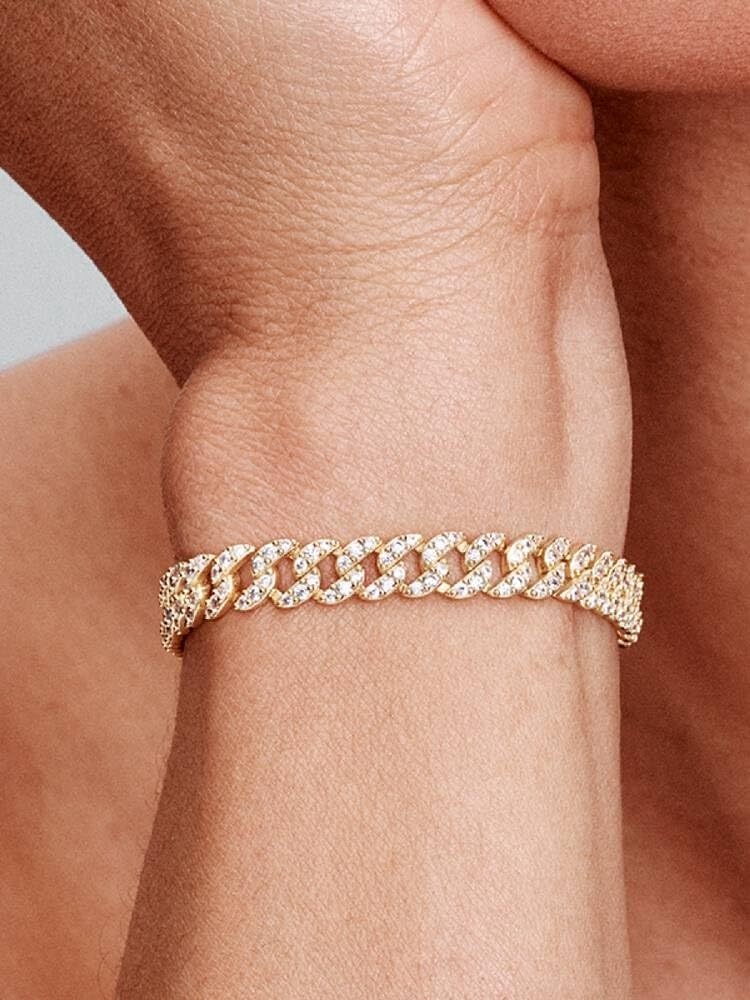 image:imagePANDORA Pav Cuban Chain BraceletGold