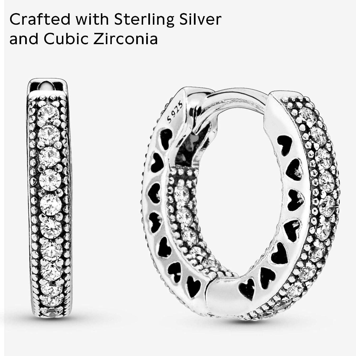 image:imagePANDORA Pav Heart Hoop Earrings Elegant Earrings for Women Gift for Her Made with Sterling Silver amp Cubic Zirconia With Gift Box