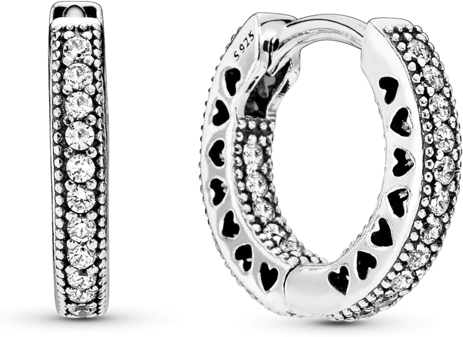 image:imagePANDORA Pav Heart Hoop Earrings Elegant Earrings for Women Gift for Her Made with Sterling Silver amp Cubic Zirconia With Gift Box
