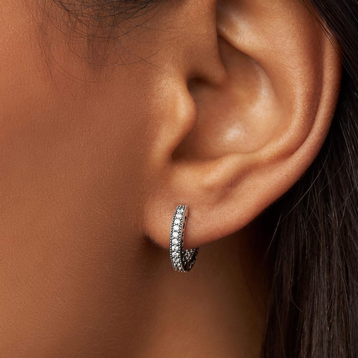 image:imagePANDORA Pav Heart Hoop Earrings Elegant Earrings for Women Gift for Her Made with Sterling Silver amp Cubic Zirconia With Gift Box