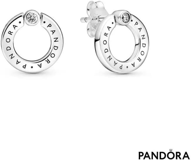 image:imagePANDORA Pav amp Logo Circle Reversible Stud Earrings Gift for Her Versatile Womens Earrings Sterling Silver amp Cubic Zirconia With Gift Box