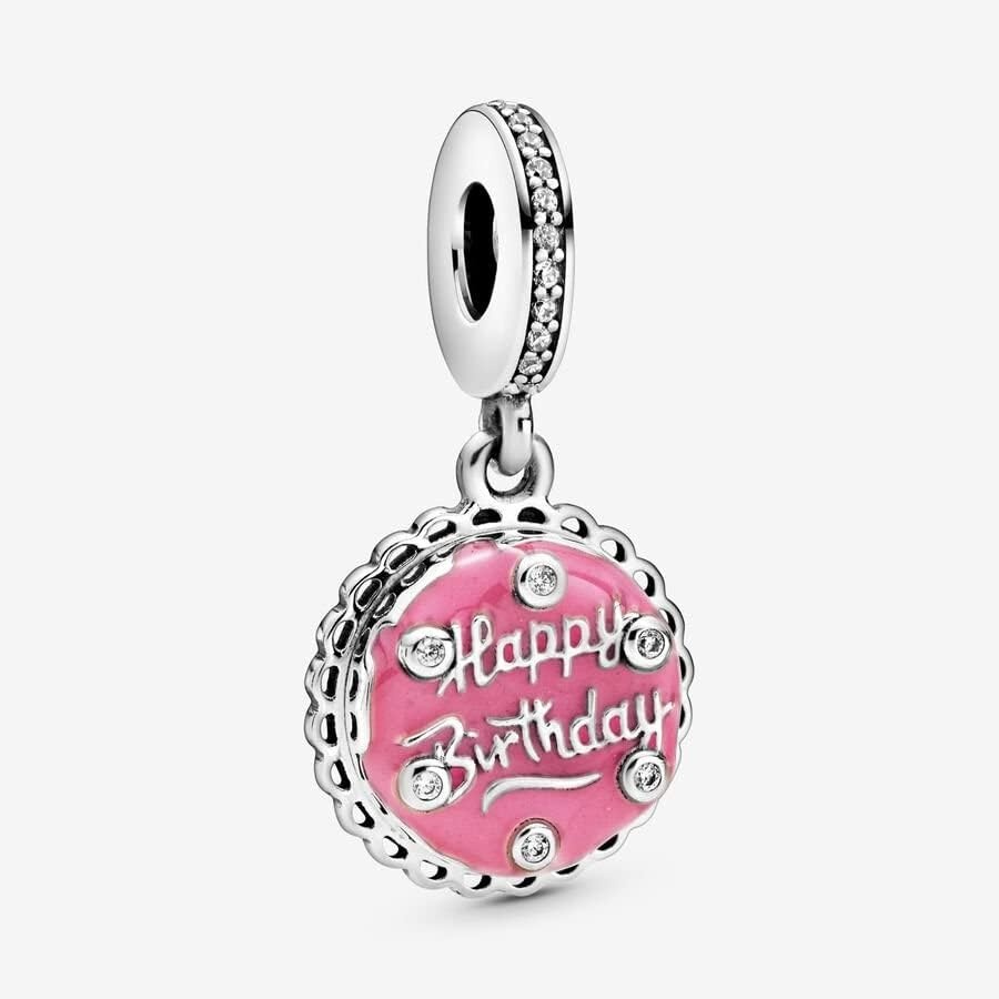 image:imagePANDORA Pink Birthday Cake Dangle Charm Compatible Moments Gift for Her Made with Sterling Silver Cubic Zirconia amp Enamel with Gift Box