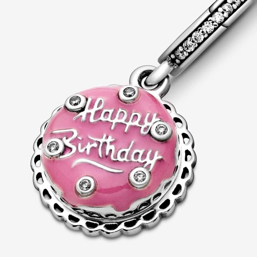 image:imagePANDORA Pink Birthday Cake Dangle Charm Compatible Moments Gift for Her Made with Sterling Silver Cubic Zirconia amp Enamel with Gift Box