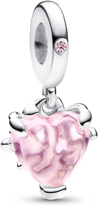 image:imagePANDORA Pink Family Tree amp Heart Dangle Charm Compatible with PANDORA Moments Gift for Her Sterling Silver with Pink Crystal With Gift Box