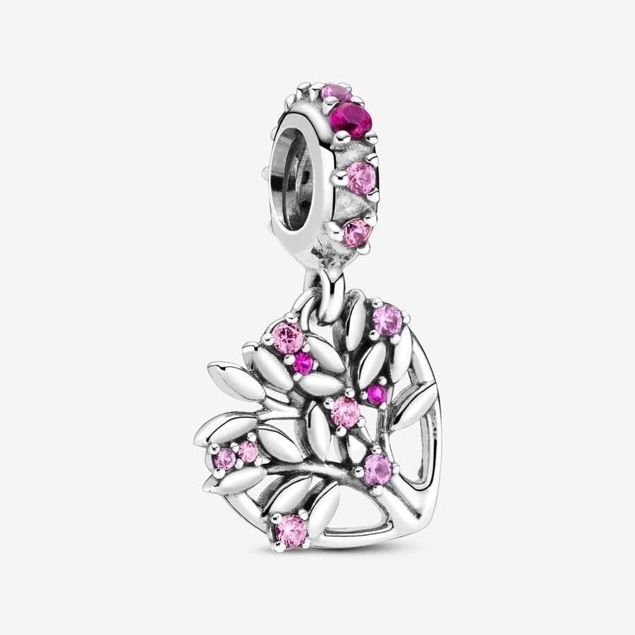 image:imagePANDORA Pink Heart Family Tree Dangle Charm Compatible Moments Jewelry for Women Gift for Her Made with Sterling Silver amp Cubic Zirconia With Gift Box