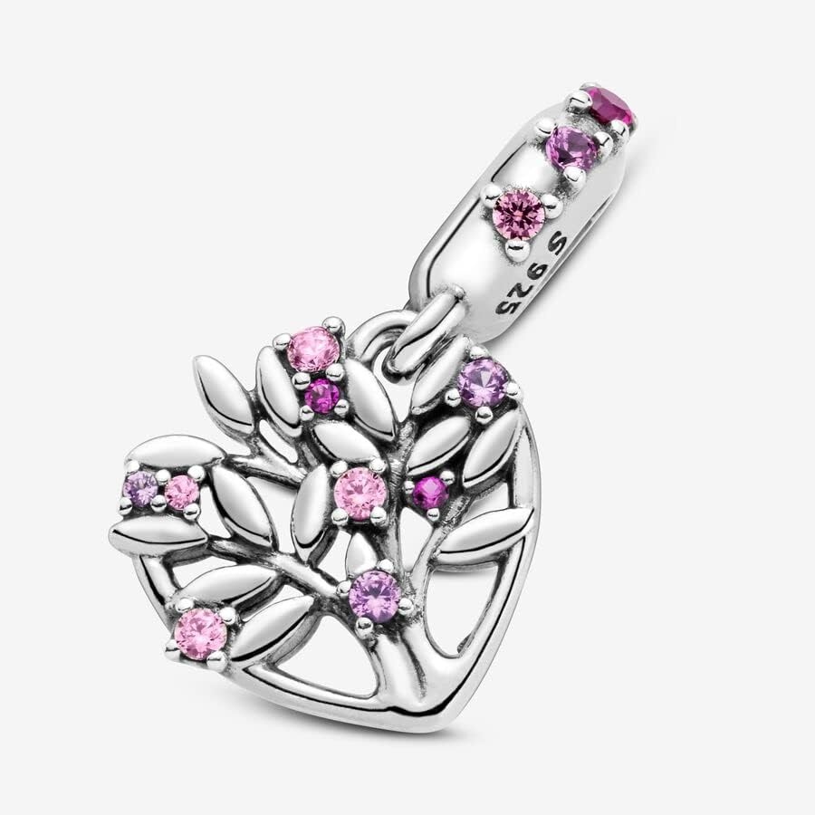 image:imagePANDORA Pink Heart Family Tree Dangle Charm Compatible Moments Jewelry for Women Gift for Her Made with Sterling Silver amp Cubic Zirconia With Gift Box