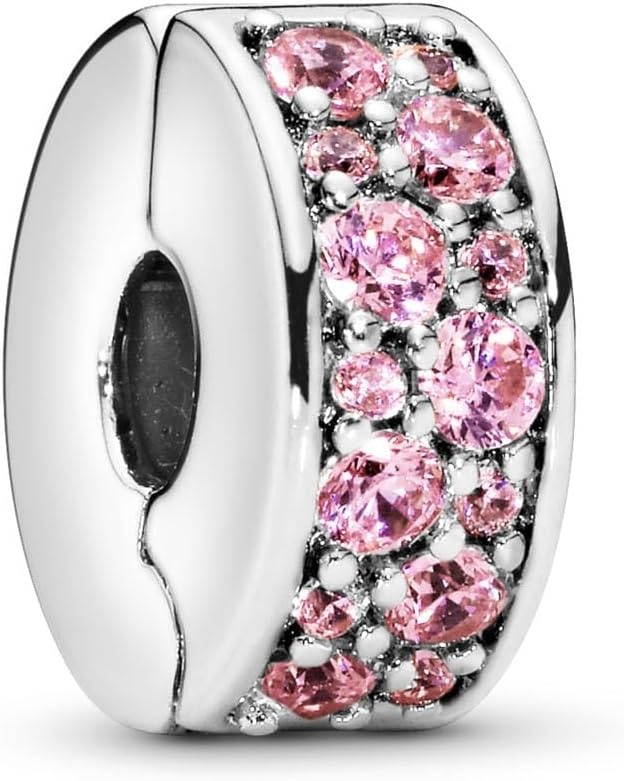 image:imagePANDORA Pink Pav Clip Charm Compatible with PANDORA Moments Sterling Silver with Cubic Zirconia Gift for Her Jewelry for Women with Gift Box