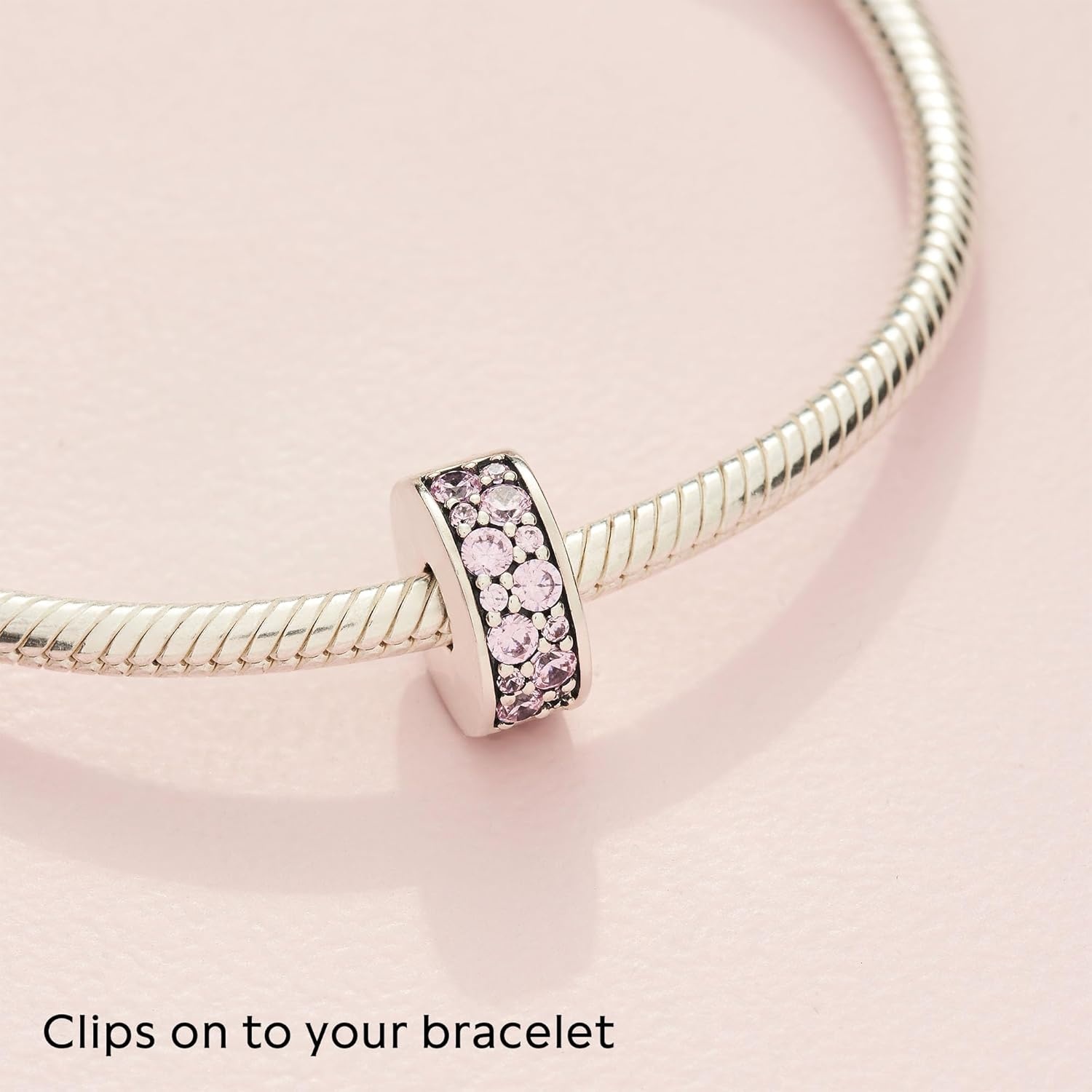 image:imagePANDORA Pink Pav Clip Charm Compatible with PANDORA Moments Sterling Silver with Cubic Zirconia Gift for Her Jewelry for Women with Gift Box