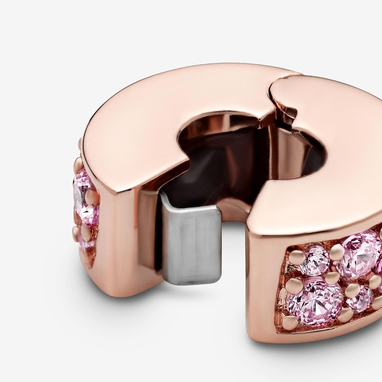 image:imagePANDORA Pink Pav Clip Charm Gift for Her Compatible Moments With Gift Box Rose with Silicone amp Cubic Zirconia