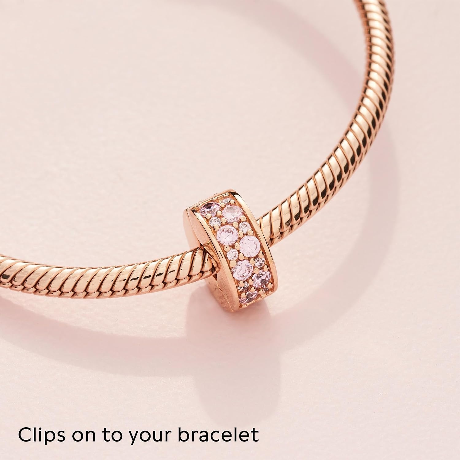 image:imagePANDORA Pink Pav Clip Charm Gift for Her Compatible Moments With Gift Box Rose with Silicone amp Cubic Zirconia