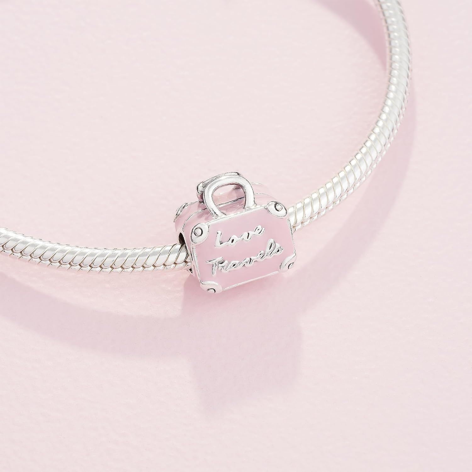 image:imagePANDORA Pink Travel Bag Charm Compatible with PANDORA Moments Jewelry for Women Made with Sterling Silver amp Enamel Gift with Gift Box