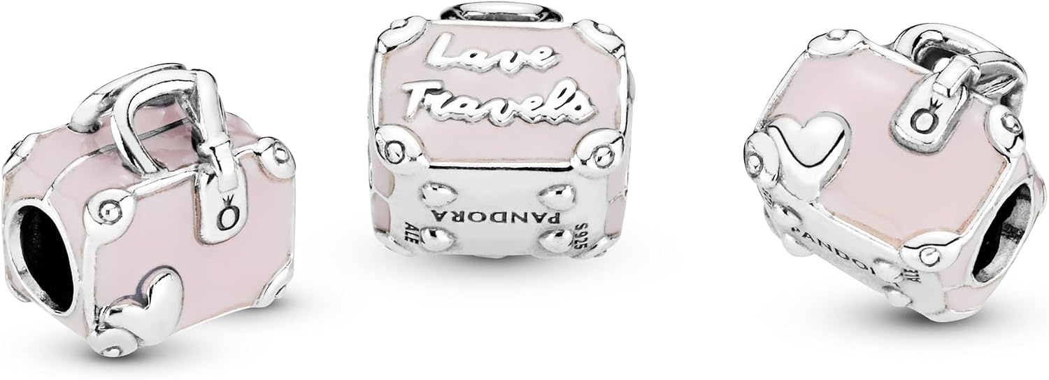 image:imagePANDORA Pink Travel Bag Charm Compatible with PANDORA Moments Jewelry for Women Made with Sterling Silver amp Enamel Gift with Gift Box