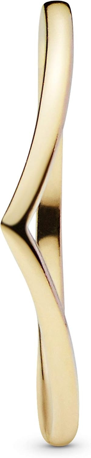 image:imagePANDORA Polished Wishbone Ring Minimalist Chevron Shape Stackable 14k GoldPlated Shine for Women Gift for Her With Box